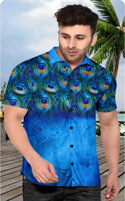 Radha Krishna Fashion Men Checkered Casual Blue Shirt