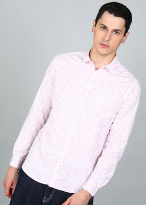 HIGHLANDER Men Floral Print Casual White, Pink Shirt