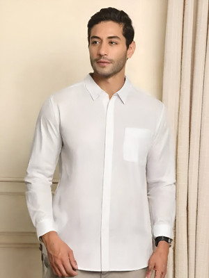 Purever India Men Solid Formal White Shirt