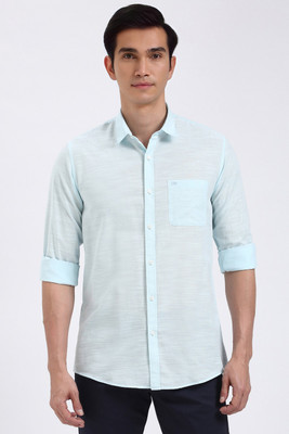 PETER ENGLAND Men Self Design Casual Light Blue Shirt