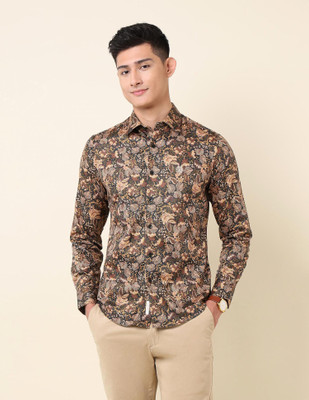 U.S. POLO ASSN. Men Printed Casual Brown Shirt