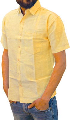 fincart Men Solid Festive Yellow Shirt