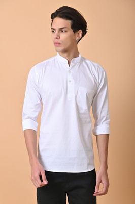 Pactimo Men Solid Casual White Shirt