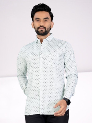 ALVIN ENTERPRISE Men Printed Formal Light Green Shirt