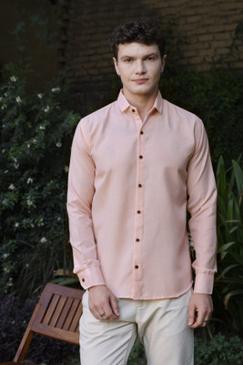 Rahi Trendz Men Solid Casual Pink Shirt