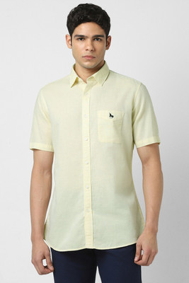 VAN HEUSEN Men Solid Casual Yellow Shirt