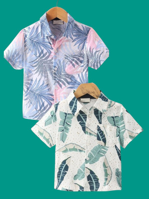 KILLER Boys Printed Casual Light Green, Blue Shirt(Pack of 2)
