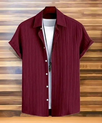 Abhirushi Boys Solid Casual Maroon Shirt