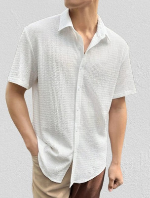 Arth Enterprise Men Solid Casual White Shirt