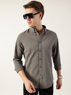 THOMAS SCOTT Men Self Design Casual Grey Shirt