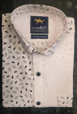 Common Men Men Printed, Color Block Casual White Shirt