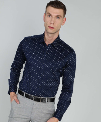 Raymond Men Printed Formal Dark Blue Shirt