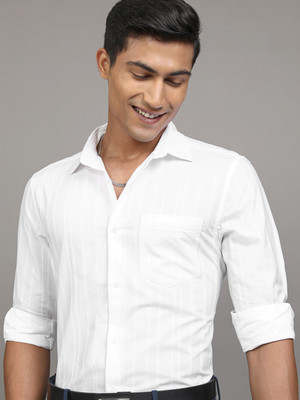 LOCOMOTIVE Men Striped Casual White Shirt