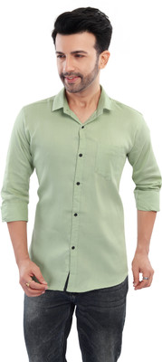 SRGI Men Solid Casual Light Green Shirt