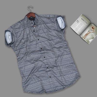 Qugue Men Printed Casual Black Shirt