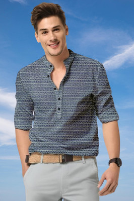 ALVIN ENTERPRISE Men Printed Casual Blue Shirt