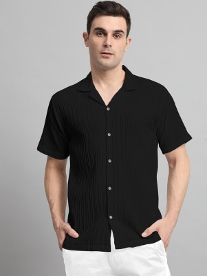 AMORE FASHION Men Solid Casual Black Shirt