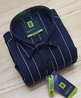 Erica Men Striped Casual Dark Blue Shirt