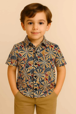Janmangal Creation Boys Striped Casual Brown Shirt