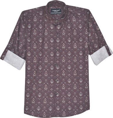 Charchit Boys Printed Casual Maroon Shirt