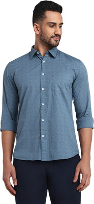 PARX Men Printed Casual Dark Blue Shirt