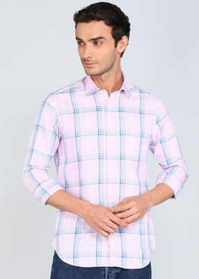 INTEGRITI Men Checkered Casual Pink Shirt