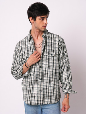 VASTRADO Men Checkered Casual Black Shirt