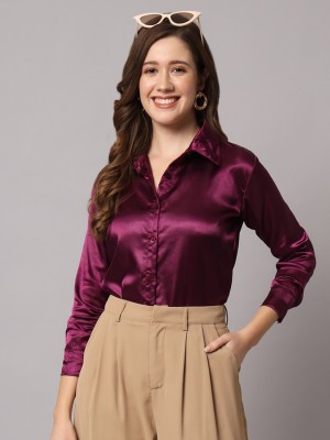 FUNDAY FASHION Women Solid Casual Purple Shirt