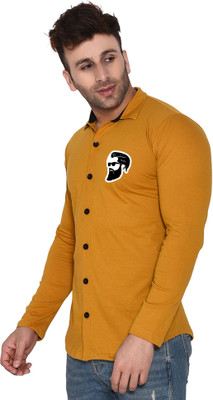 tfurnish Men Graphic Print Casual Gold Shirt