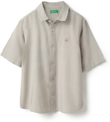United Colors of Benetton Boys Striped Casual Brown Shirt