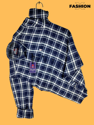Marc Laurent Men Checkered Casual Dark Blue, White Shirt