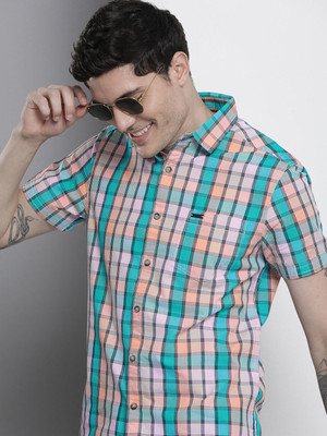 The Indian Garage Co. Men Checkered Casual Green Shirt