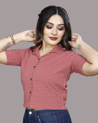 dream believe fashion Women Self Design Party Pink Shirt