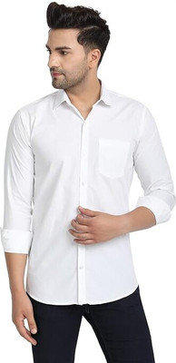 Orangify Men Solid Formal White Shirt