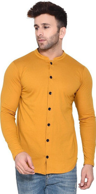 tfurnish Men Solid Casual Yellow Shirt
