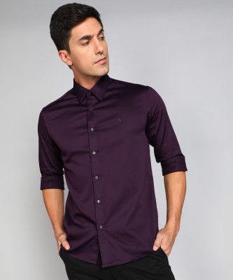 Arrow Sport Men Solid Casual Purple Shirt