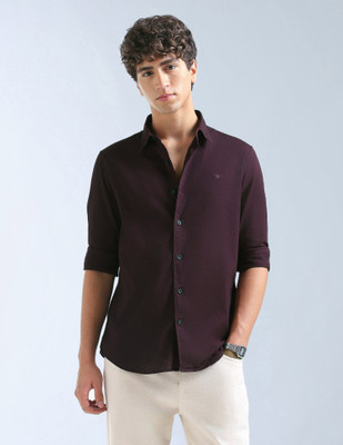 FLYING MACHINE Men Solid Casual Red Shirt