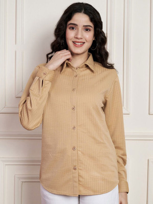 Moda Rapido Women Solid Casual Beige Shirt
