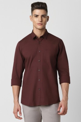 PETER ENGLAND Men Solid Casual Maroon Shirt