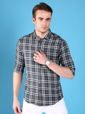 Hardsoda Men Checkered Casual Grey Shirt