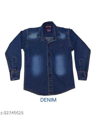 PA'GEANT Boys Solid Casual Blue Shirt