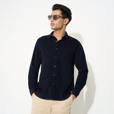Peregrine by Pantaloons Men Solid Casual Blue Shirt