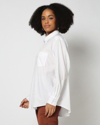 GAP Women Striped Casual White Shirt