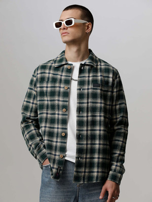 THE BEAR HOUSE Men Checkered Casual Green Shirt