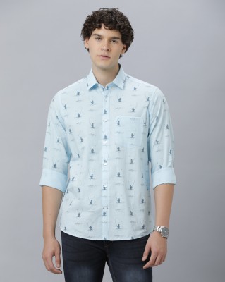 CAVALLO BY LINEN CLUB Men Printed Casual Blue Shirt