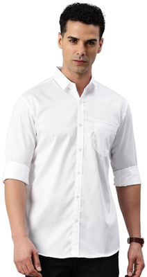 Wristy Men Solid Casual White Shirt
