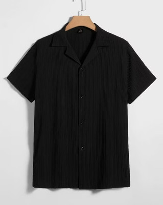 JAIME CREATION Men Self Design Formal Black Shirt