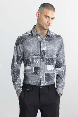 Snitch Men Checkered Casual Grey Shirt
