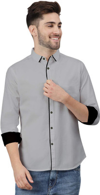 Ethnic Trendz Men Solid Casual Grey Shirt