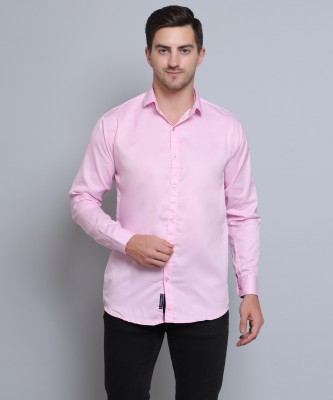 ALI Men Solid Casual Pink Shirt